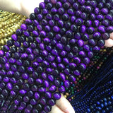 Purple Tiger Eye Stone 4-12mm Round Beads for Jewelry Making
