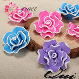 8pc 35mm Polymer Clay Plastic Flower Rose Beads DIY Necklace Hair Jewelry