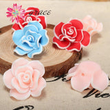 8pc 35mm Polymer Clay Plastic Flower Rose Beads DIY Necklace Hair Jewelry