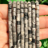 4x4mm Map Jaspers Stone Beads Cylinder Shape for Jewelry Making
