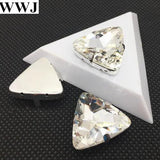 18mm 23mm Sew On Crystal Triangle Fancy Stone with Silver Claw Setting