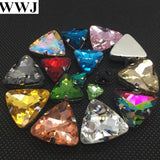 18mm 23mm Sew On Crystal Triangle Fancy Stone with Silver Claw Setting