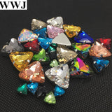 18mm 23mm Sew On Crystal Triangle Fancy Stone with Silver Claw Setting