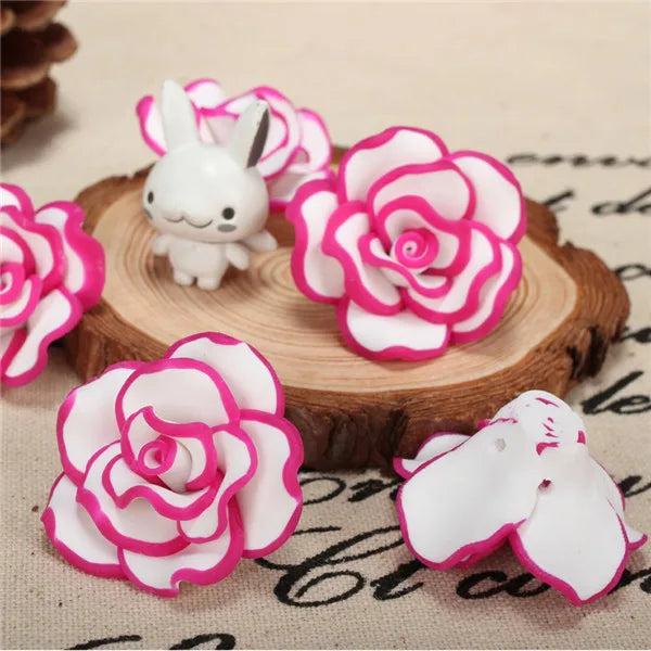 8pc 35mm Polymer Clay Rose Beads Necklace Woman Jewelry Making