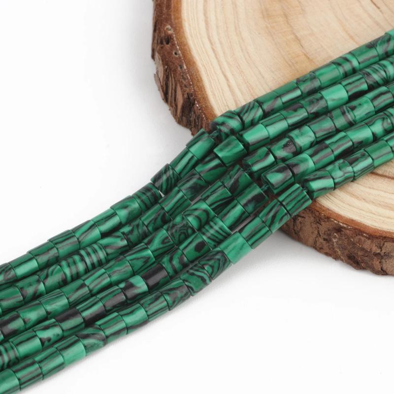 4x4mm Green Malachite Column Shape Spacer Beads for DIY Jewelry Making