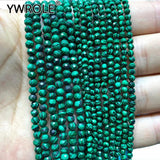 Natural Malachite Faceted Round Spacer Beads 2/3/4MM
