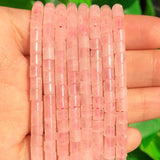 4x4mm Pink Quartz Column Shape Crystals Spacer Beads for Jewelry Making