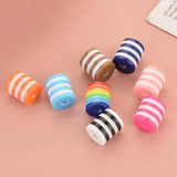 100 Resin Spacer Beads Multicolor Stripe Pattern DIY Bracelets 9mmx8