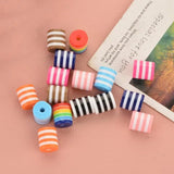 100 Resin Spacer Beads Multicolor Stripe Pattern DIY Bracelets 9mmx8