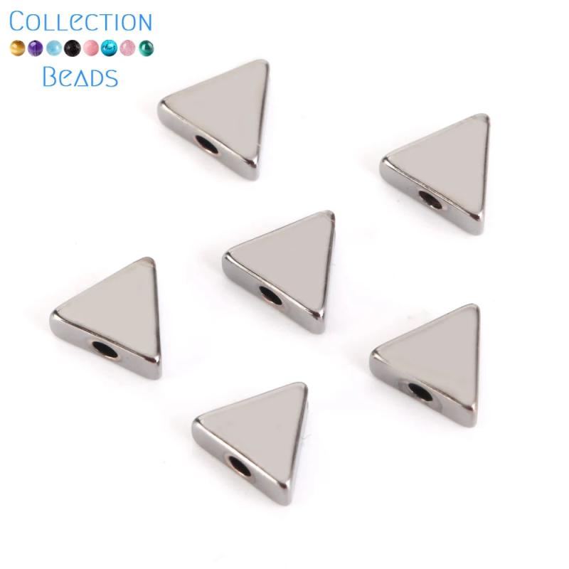 30pcs 7mm Colorful Copper Triangle Spacer Beads for DIY Jewelry Making