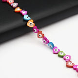 14'' Colorful Shell Beads Double Evil Eye Heart Loose Spacer Beads