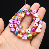 14'' Colorful Shell Beads Double Evil Eye Heart Loose Spacer Beads