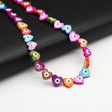 14'' Colorful Shell Beads Double Evil Eye Heart Loose Spacer Beads