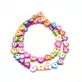 14'' Colorful Shell Beads Double Evil Eye Heart Loose Spacer Beads
