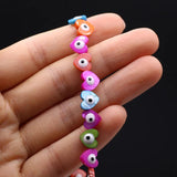 14'' Colorful Shell Beads Double Evil Eye Heart Loose Spacer Beads
