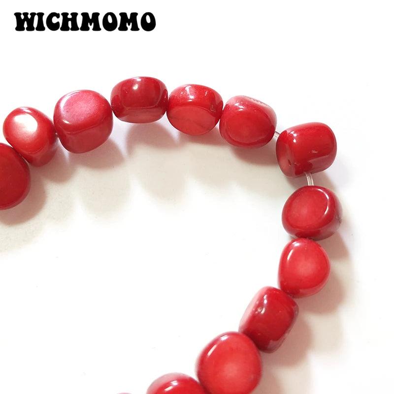 Red Coral Oblate Round Beads 20 Pieces for Earrings Bracelet DIY