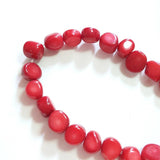Red Coral Oblate Round Beads 20 Pieces for Earrings Bracelet DIY