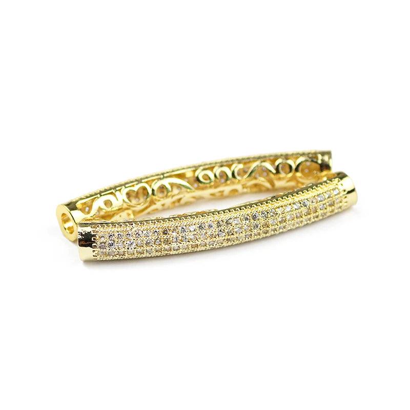 Bending Tube Metal Spacers CZ Loose Beads For Jewelry Making