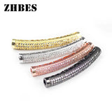 Bending Tube Metal Spacers CZ Loose Beads For Jewelry Making
