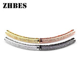 Bending Tube Metal Spacers CZ Loose Beads For Jewelry Making