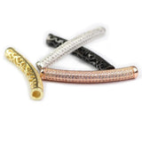 Bending Tube Metal Spacers CZ Loose Beads For Jewelry Making