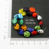 40pcs Mixed Colours Lampwork Glass Ladybug Beads 7x9mm