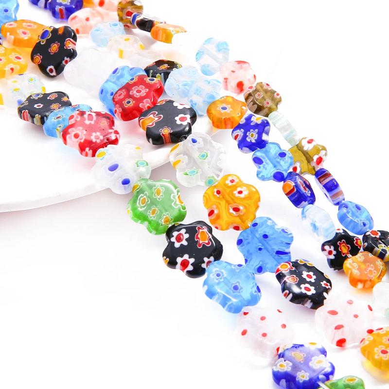 10/12mm Large Glass Lampwork Beads Plum Blossom Crafts Jewelry Making Diy