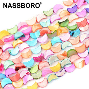 10mm Sea Shell Beads Colorful Moon Shape for Jewelry Making DIY