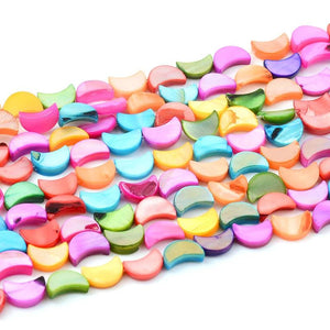 10mm Sea Shell Beads Colorful Moon Shape for Jewelry Making DIY