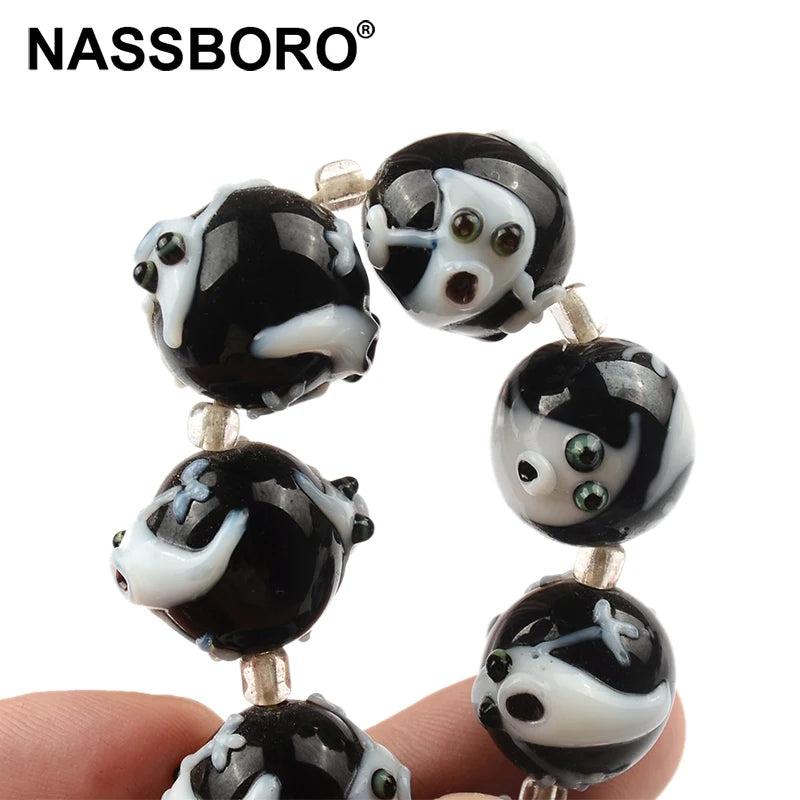 2Pcs/lot 15mm Carved Animal Glass Beads for Jewelry Making