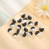 10pcs Tai Ji Pattern Ceramic Beads Round Loose DIY Jewelry Making Spacer Beads