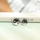 10pcs Tai Ji Pattern Ceramic Beads Round Loose DIY Jewelry Making Spacer Beads