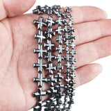 Stone Jesus Cross Hematite Pendant Bead 6/8/10/12MM Spacers
