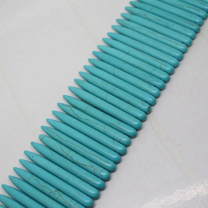 42pcs 5x48mm Turquoises Bullet Loose Beads