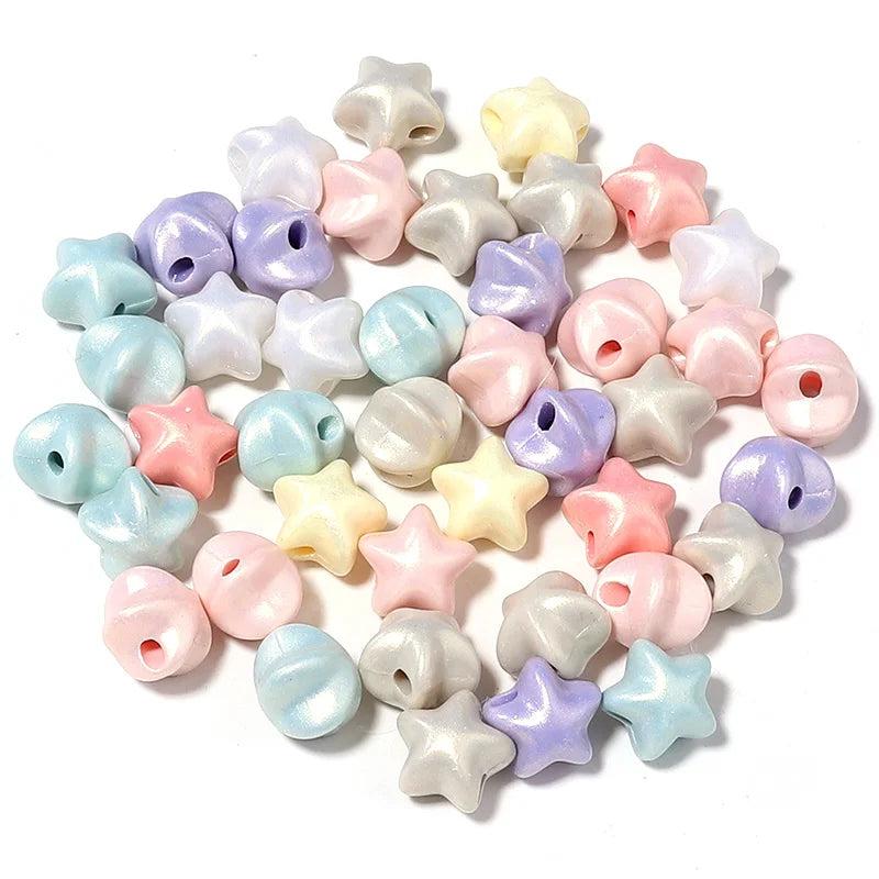 100PCS Mixed Star Loose Spacer Beads 11mm DIY Jewelry Making Charms