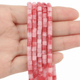 4x4mm Red Chalcedony Stone Beads Cylinder Spacer 15in