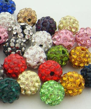 10mm 100pcs Micro Pave CZ Disco Ball Beads crystal Bead Bracelet Space