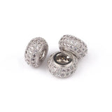 3pcs CZ Charms Beads Brass Micro Pave Cubic Zirconia Rondelle Spacer