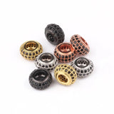 3pcs CZ Charms Beads Brass Micro Pave Cubic Zirconia Rondelle Spacer