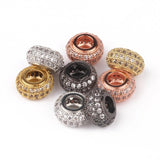 3pcs CZ Charms Beads Brass Micro Pave Cubic Zirconia Rondelle Spacer