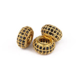 3pcs CZ Charms Beads Brass Micro Pave Cubic Zirconia Rondelle Spacer