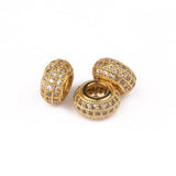 3pcs CZ Charms Beads Brass Micro Pave Cubic Zirconia Rondelle Spacer