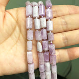 Faceted Purple Angelite Jades Gem Stone Beads Cylinder Loose Spacer Beads