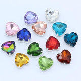 20p 8mm Heart Shape Sew On Crystal Glass Flatback Silver Claw Rhinestones