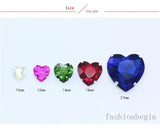20p 8mm Heart Shape Sew On Crystal Glass Flatback Silver Claw Rhinestones