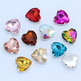 20p 8mm Heart Shape Sew On Crystal Glass Flatback Silver Claw Rhinestones