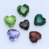 20p 8mm Heart Shape Sew On Crystal Glass Flatback Silver Claw Rhinestones