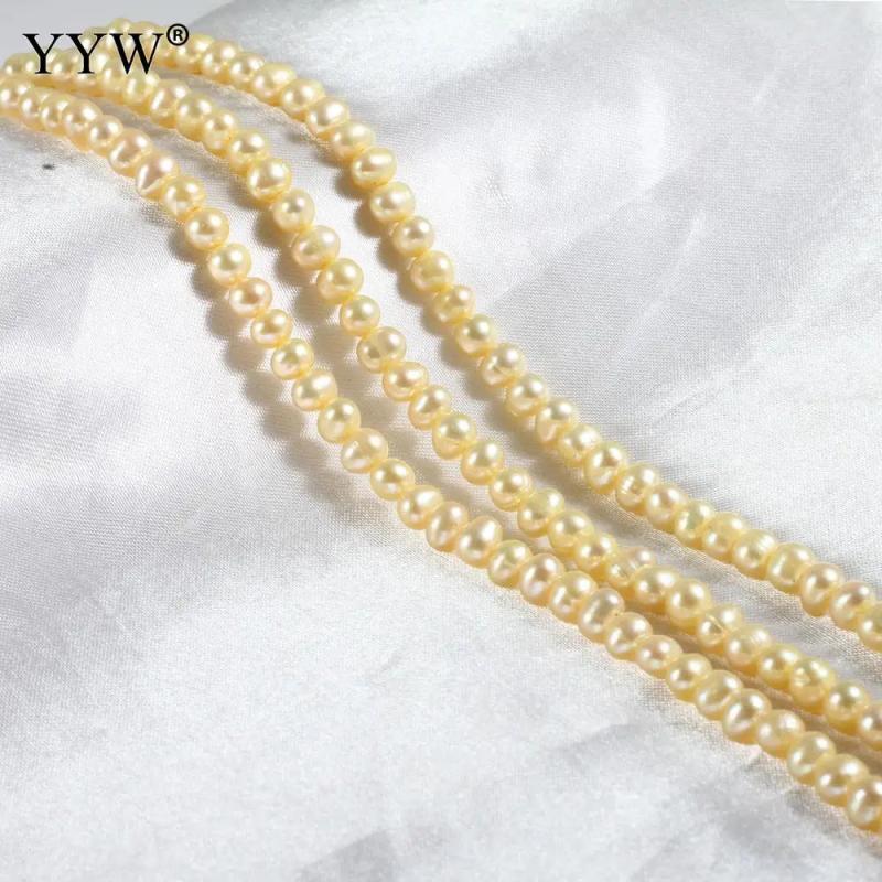 Potato Freshwater Pearl Beads Yellow 6-7mm 14.3in Strand DIY Jewelry Making