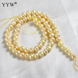 Potato Freshwater Pearl Beads Yellow 6-7mm 14.3in Strand DIY Jewelry Making