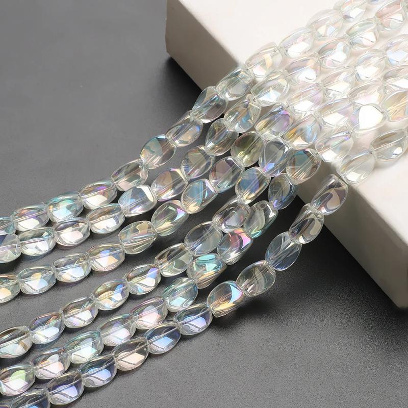 20Pcs 10X12mm Crystal Glass Beads Glossy Twist Shape DIY Jewelry Making